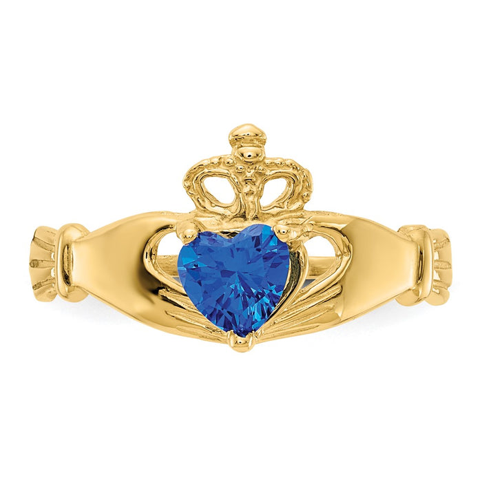 Buy 10K Gold Claddagh Heart Ring - Stylish September Birthstone Jewelry-4