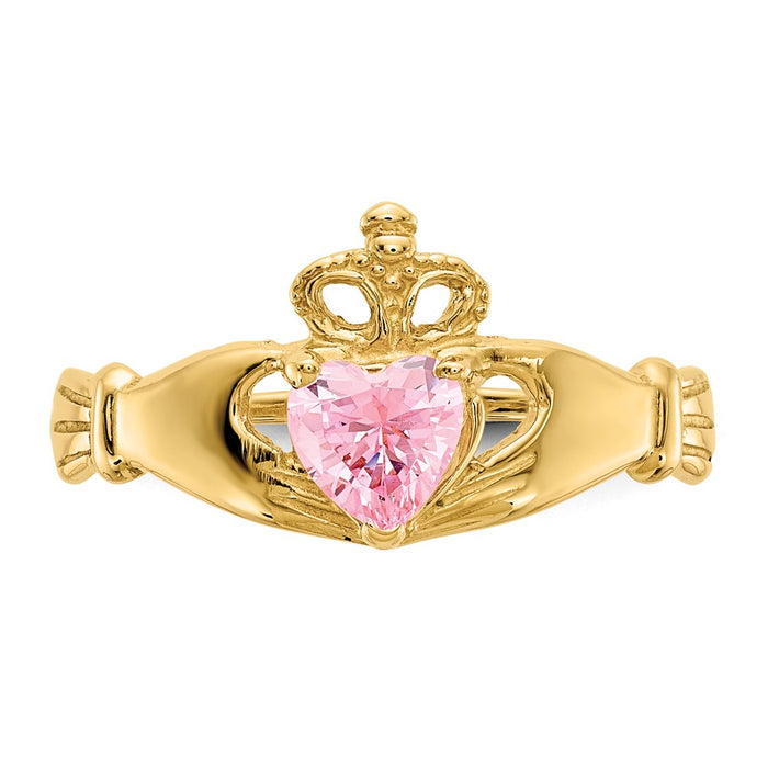 Shop Stylish 10K Gold Claddagh Heart Ring - October Birthstone, Affordable Luxury-4