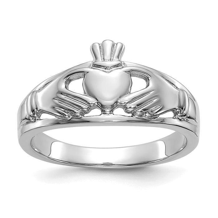 Exclusive 10K White Gold Women's Claddagh Ring - Stylish & Affordable Value!-1