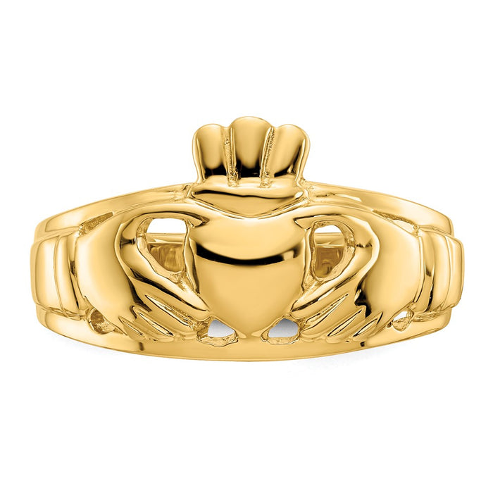 High-Quality 10K Polished Men's Claddagh Ring - Stylish Timeless Elegance-5