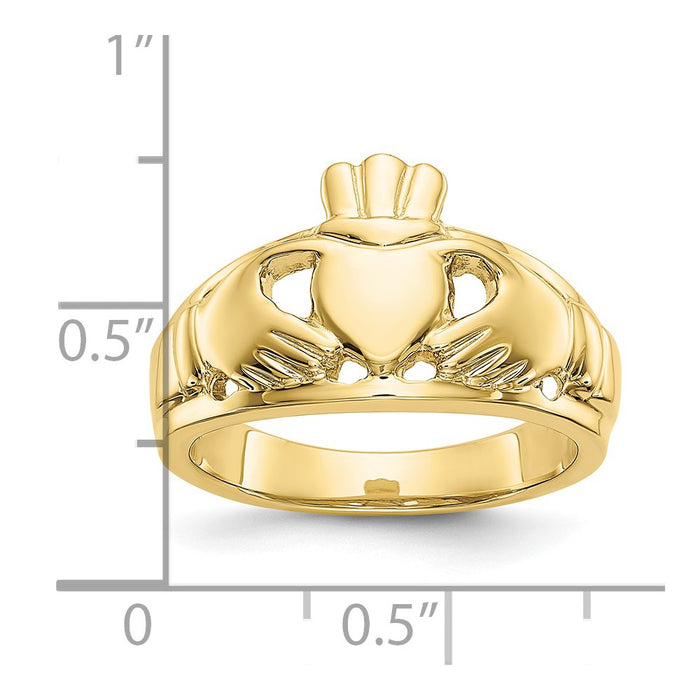 High-Quality 10K Polished Men's Claddagh Ring - Stylish Timeless Elegance-3