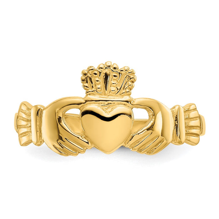 High-Quality 10K Polished Gold Women's Claddagh Ring - Affordable Luxury!-4