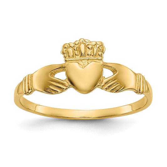 Buy Stylish 10K Polished Gold Women's Claddagh Ring - Affordable Luxury!