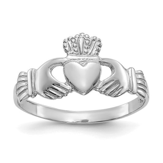High-Quality 10K White Gold Women's Claddagh Ring - Stylish & Affordable!
