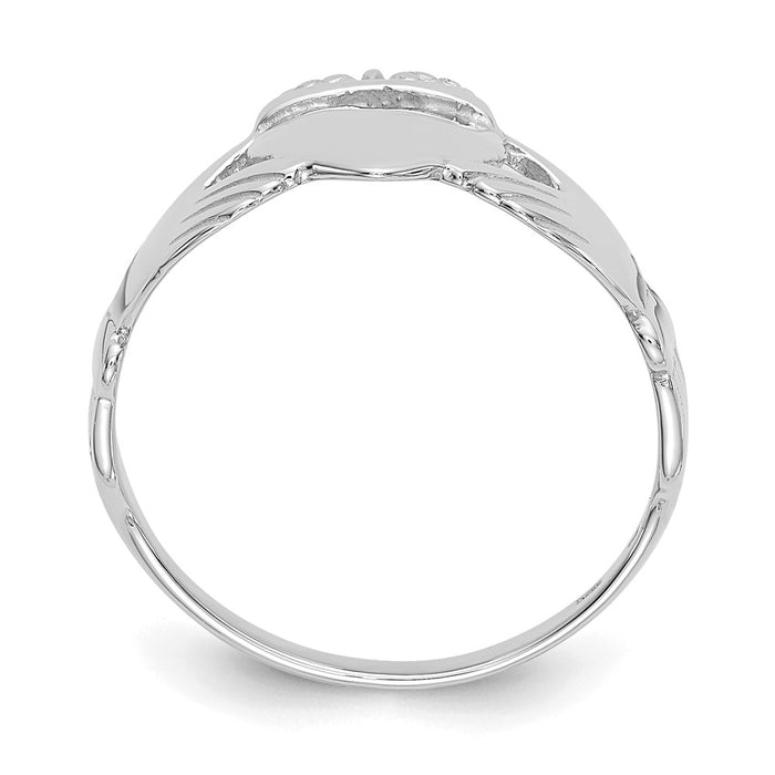 High-Quality 10K White Gold Women's Claddagh Ring | Stylish & Affordable Elegance-2