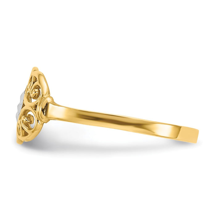 Buy Stylish 10K Gold Ring with Rhodium Filigree Design - Exclusive Deal!-3