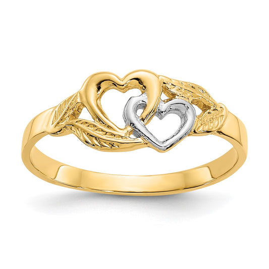Exclusive 10K White Gold Double Heart Ring - Stylish & Affordable Jewelry