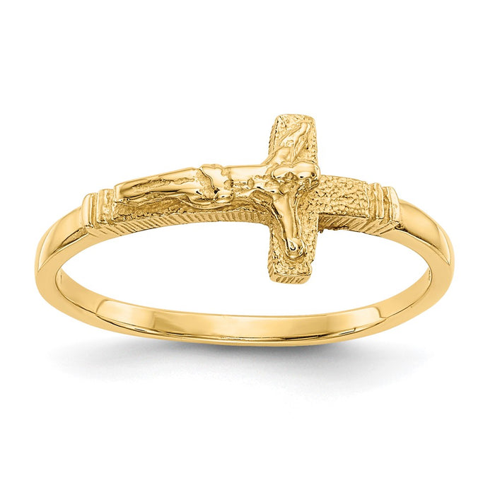 Exclusive 10K Satin Finish Children's Crucifix Ring - Stylish & Affordable-1