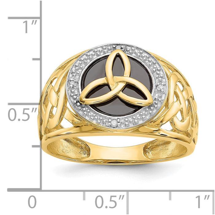 Buy Stylish 10K Gold & Rhodium-Plated Onyx Diamond Trinity Ring - Luxury Quality-4