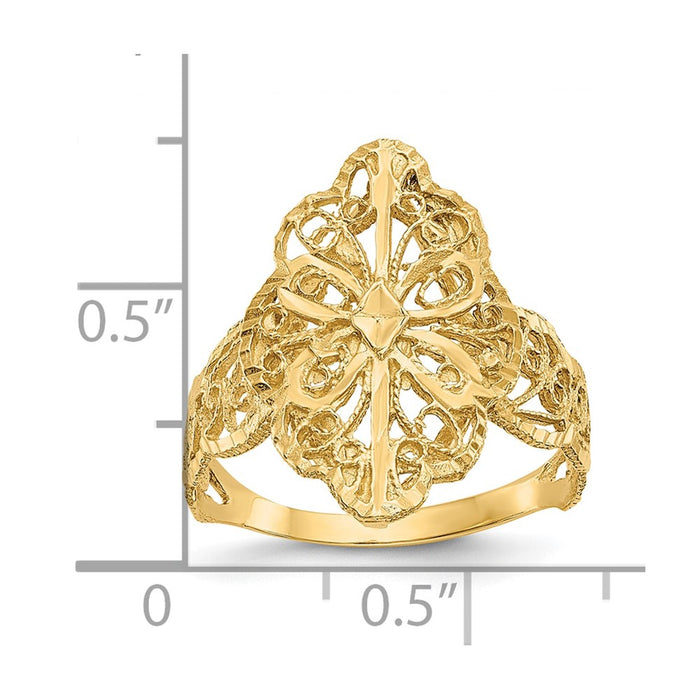 Exclusive 10K Diamond-Cut Filigree Ring - Stylish & Affordable Luxury Jewelry-4