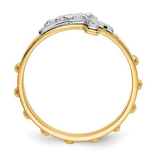 Buy Stylish 10K Two-Tone Crucifix Rosary Ring - Affordable Luxury Design