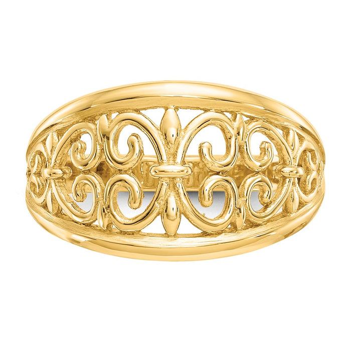 Shop Stylish 10K Gold Fleur-De-Lis Tapered Ring - Affordable Luxury Design-4