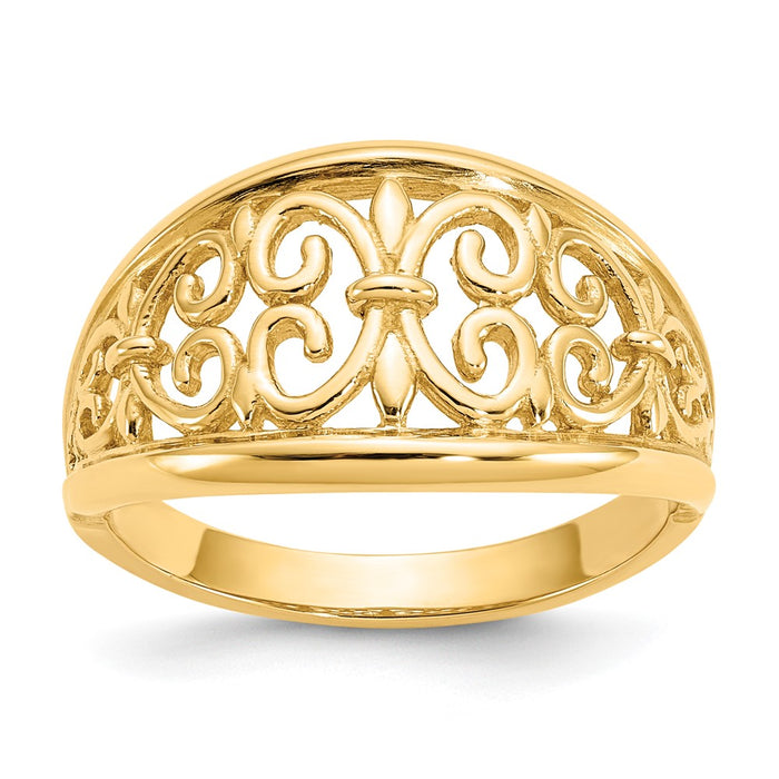Shop Stylish 10K Gold Fleur-De-Lis Tapered Ring - Affordable Luxury Design-1