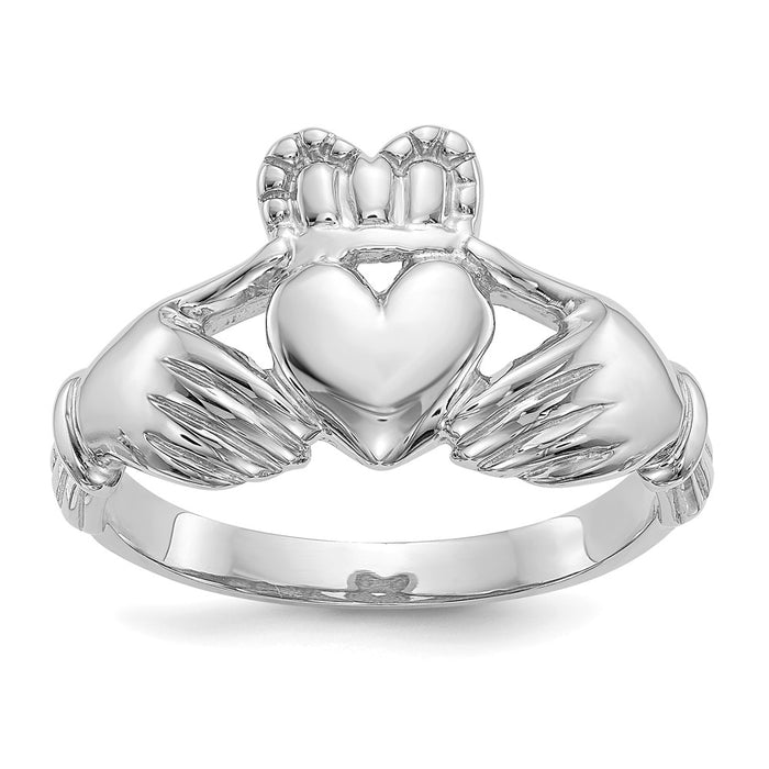 Exclusive 10K White Gold Men's Claddagh Ring - Stylish Irish Love Symbol-1