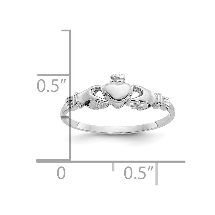 High-Quality 10K White Gold Children's Claddagh Ring - Stylish & Affordable-2