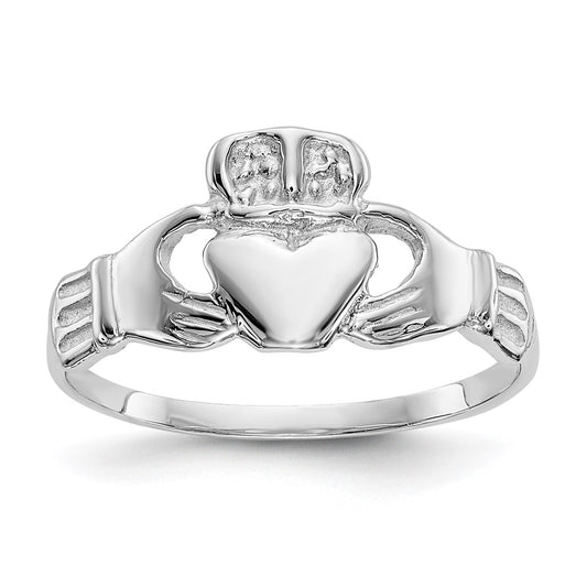 Shop Exclusive 10K Polished White Gold Claddagh Ring - Stylish & Affordable!