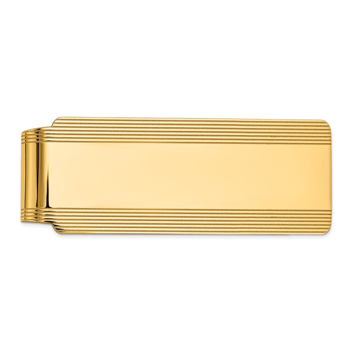 Buy 10K Men's Grooved Polished Money Clip - Stylish & Durable Design-1