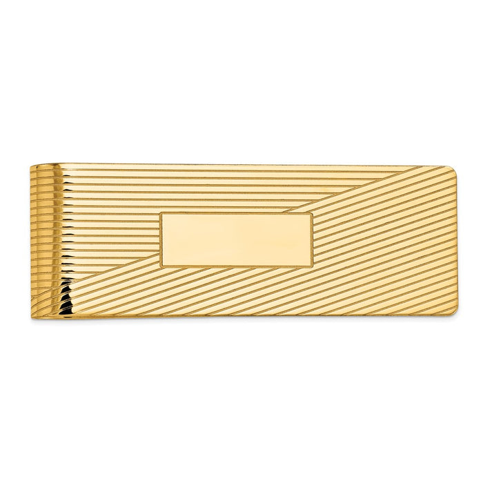 Buy Stylish 10K Men's Polished Grooved Money Clip - Affordable Luxury Accessory-1