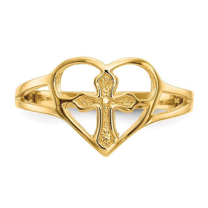 Exclusive 10K Heart-Shaped Cross Ring - Stylish Design for Value Seekers-4