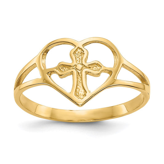 Exclusive 10K Heart-Shaped Cross Ring - Stylish Design for Value Seekers