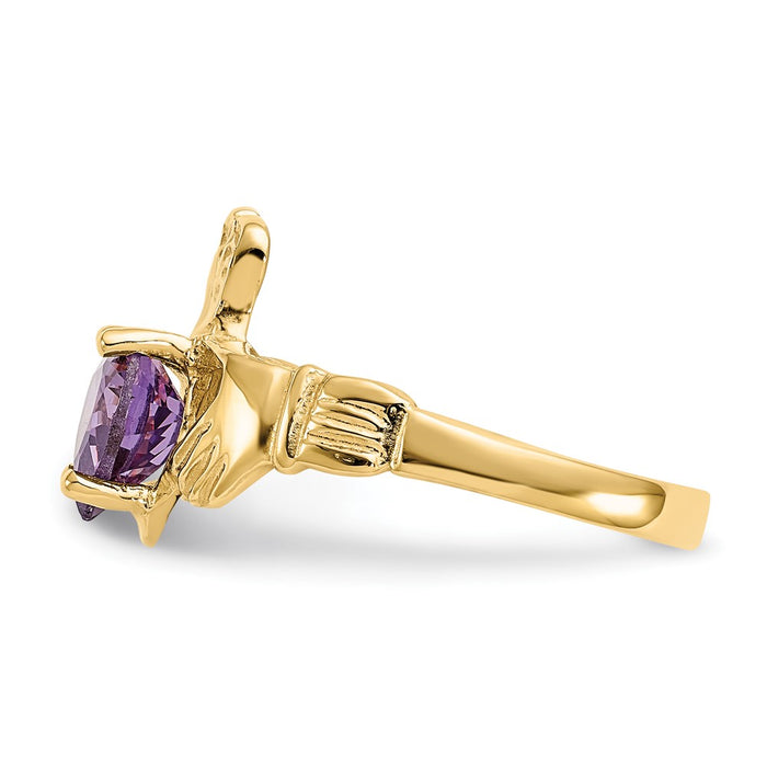 Shop Stylish 10K Gold Claddagh Ring with February Birthstone | Luxury Design-3
