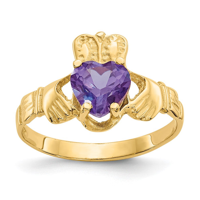 High-Quality 10K Gold June Birthstone Claddagh Ring - Stylish & Affordable!-1