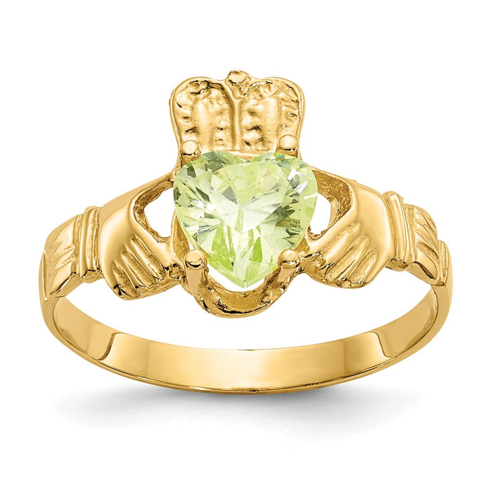 Exclusive 10K Gold Claddagh Ring with August Birthstone - Stylish Value Jewelry-1