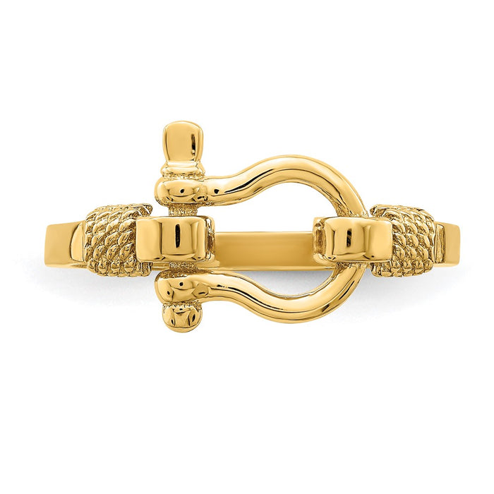 Shop Stylish 10K Gold Shackle Ring, Size 7 with Rope Edge Design - Luxury!-4