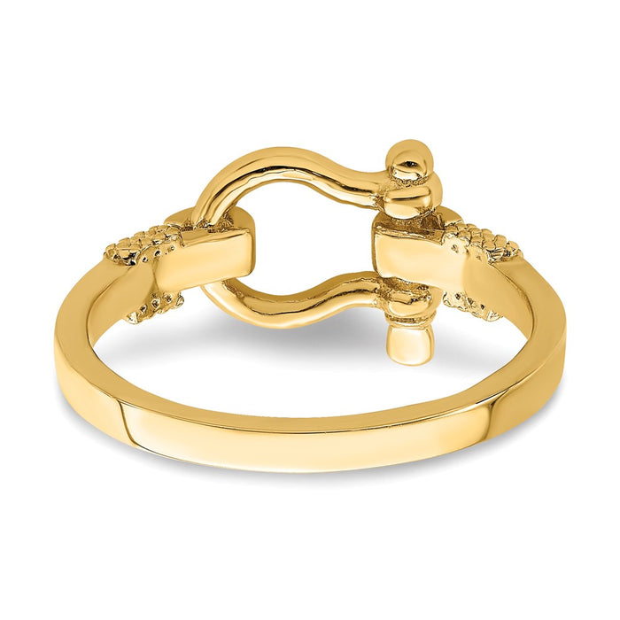 Shop Stylish 10K Gold Shackle Ring, Size 7 with Rope Edge Design - Luxury!-5