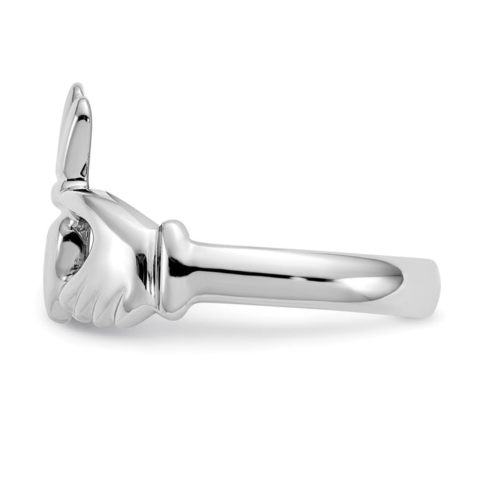 Exclusive 10K Polished White Gold Claddagh Ring - Stylish & Affordable Choice!-3