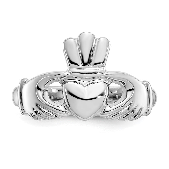 Exclusive 10K Polished White Gold Claddagh Ring - Stylish & Affordable Choice!-4