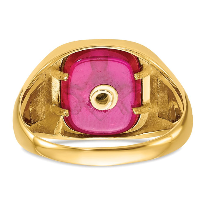 Exclusive 10K Men's Masonic Ring with Lab-Created Ruby - Stylish Value Choice-5