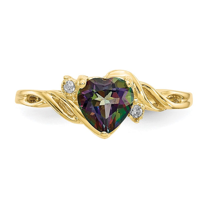 Shop Exclusive 10K Heart Mystic Fire Topaz Ring with 0.01ct Diamond Accent-4