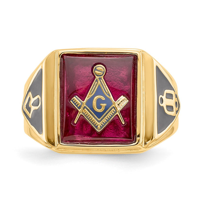 Shop 10K Men's Masonic Ring with Lab-Created Ruby, Stylish Finish & Value-4