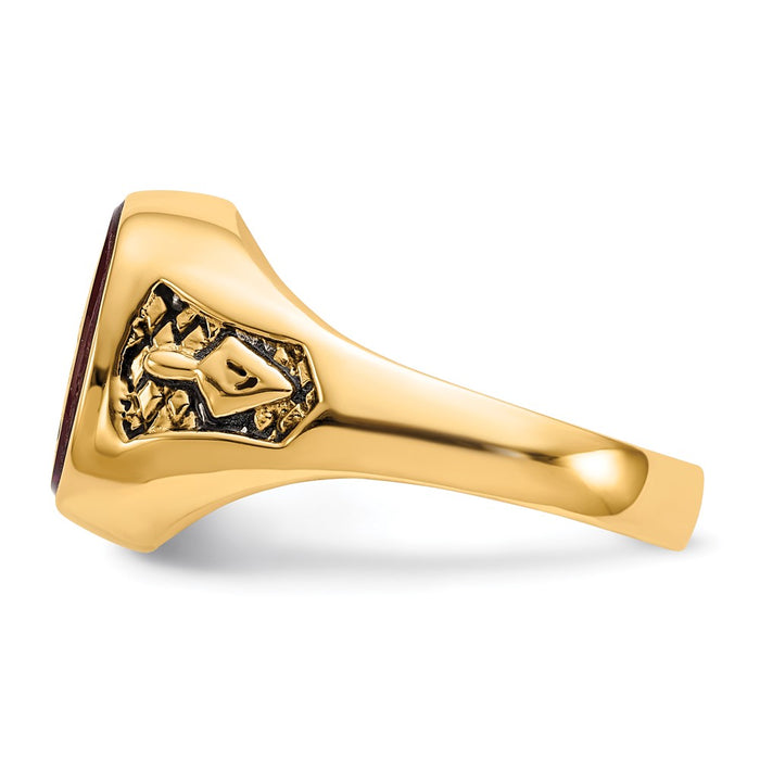 Shop Exclusive 10K Men's Masonic Ring with Lab-Created Ruby & Black Enamel-3