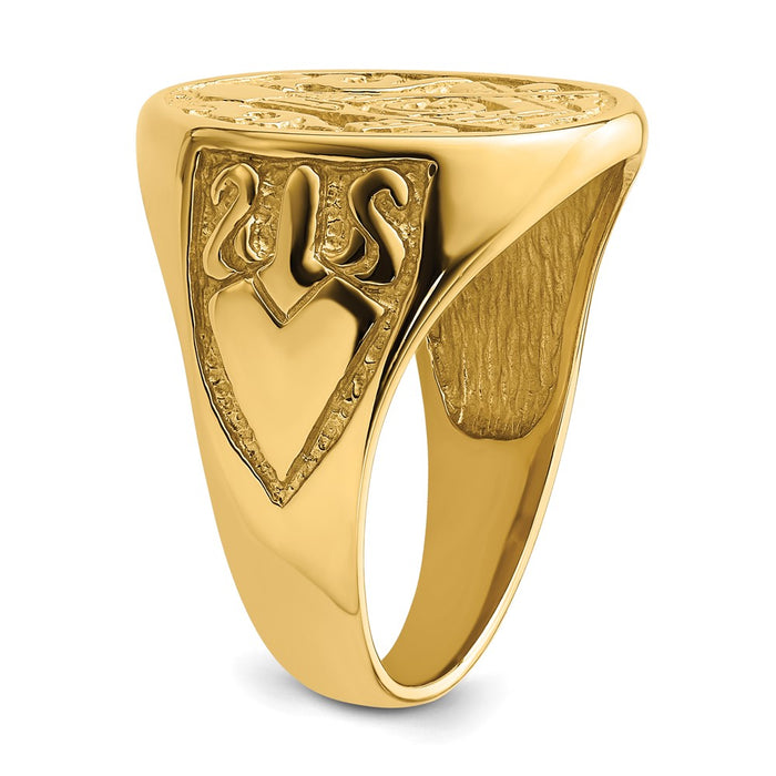 Exclusive 10K Men's Polished Grooved Masonic Ring - Stylish and Affordable!-5