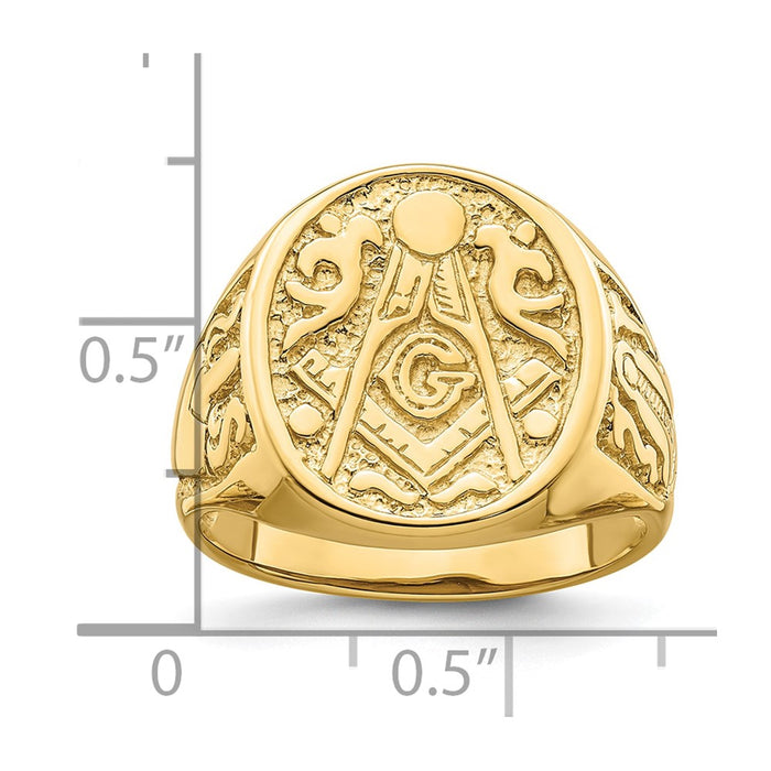 Exclusive 10K Men's Polished Grooved Masonic Ring - Stylish and Affordable!-8