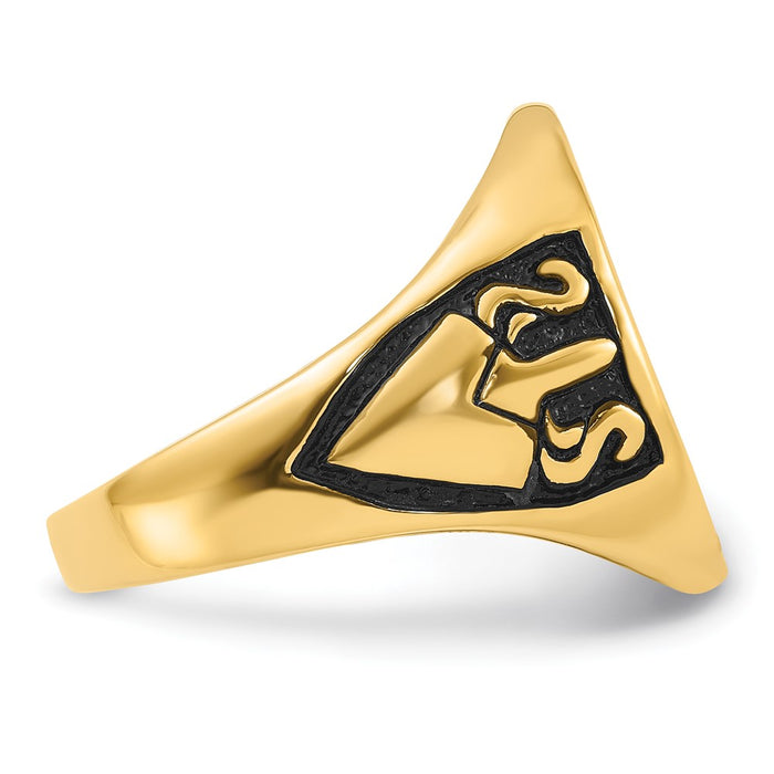 Exclusive 10K Men's Polished Grooved Masonic Ring - Stylish and Affordable!-7