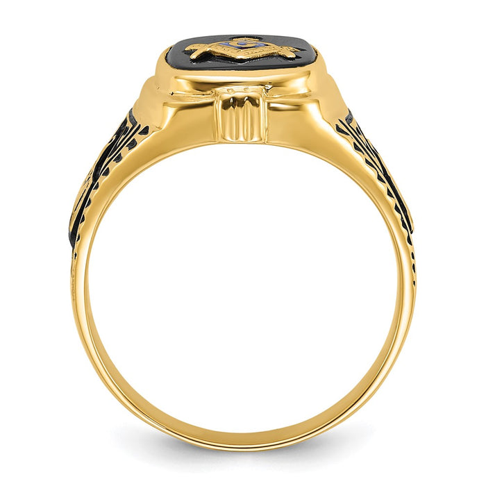 Shop Exclusive 10K Men's Masonic Ring with Onyx Stone - Stylish Finish-3