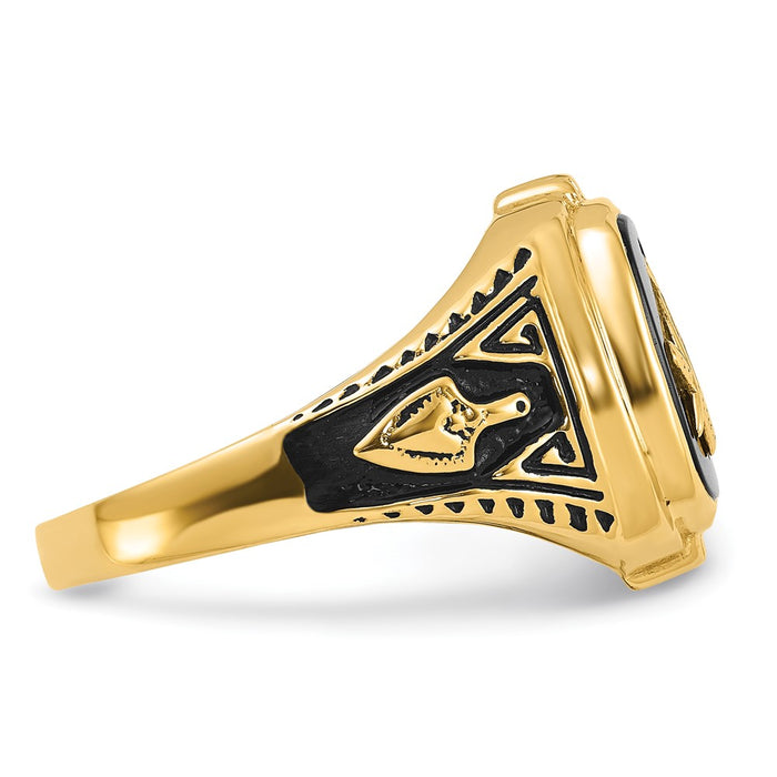 Shop Exclusive 10K Men's Masonic Ring with Onyx Stone - Stylish Finish-8
