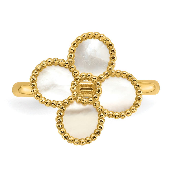 Buy Herco 14K Gold Floral Ring with Mother of Pearl - Stylish & Affordable!-4