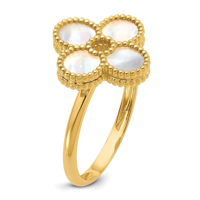 Buy Herco 14K Gold Floral Ring with Mother of Pearl - Stylish & Affordable!-6