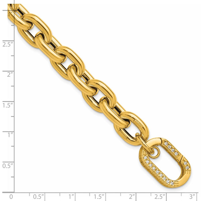 Buy Herco 14K Gold 11mm CZ Bracelet - Stylish 8.5" Cable Link Design-5