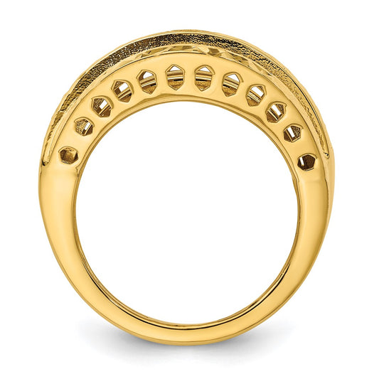 Designer 14K Gold Polished Diamond-Cut Elegant Ring | Stylish & Affordable!