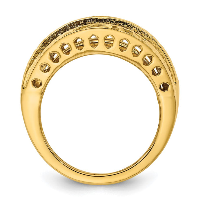 Designer 14K Gold Polished Diamond-Cut Elegant Ring | Stylish & Affordable!-2