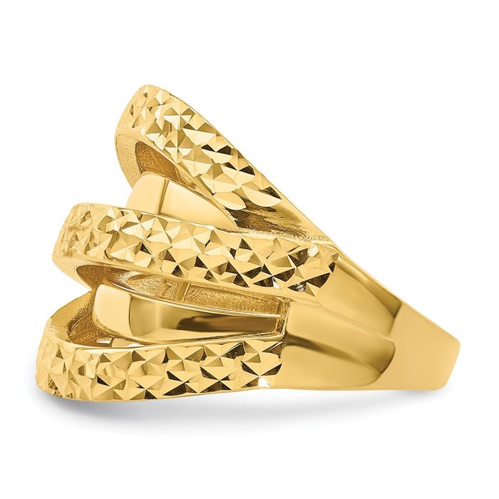 Designer 14K Gold Polished Diamond-Cut Elegant Ring | Stylish & Affordable!-3