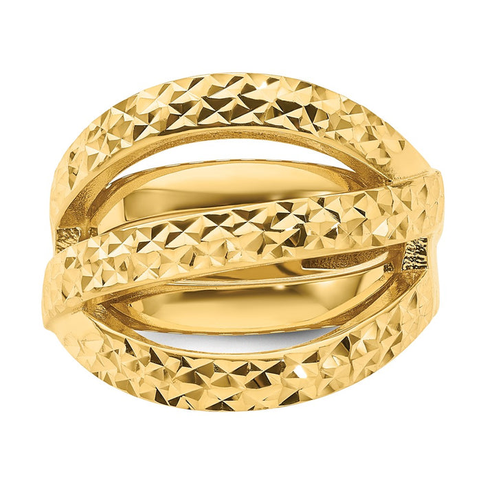 Designer 14K Gold Polished Diamond-Cut Elegant Ring | Stylish & Affordable!-4