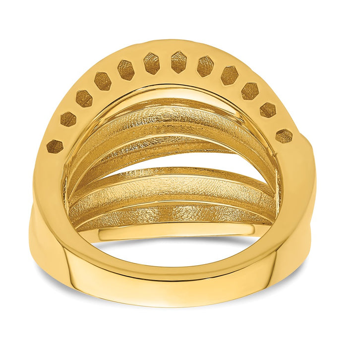 Designer 14K Gold Polished Diamond-Cut Elegant Ring | Stylish & Affordable!-5