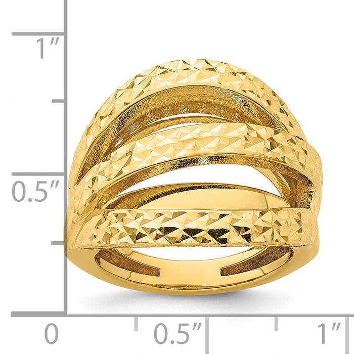 Designer 14K Gold Polished Diamond-Cut Elegant Ring | Stylish & Affordable!-7