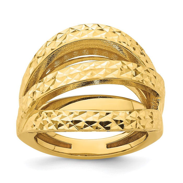 Designer 14K Gold Polished Diamond-Cut Elegant Ring | Stylish & Affordable!-1